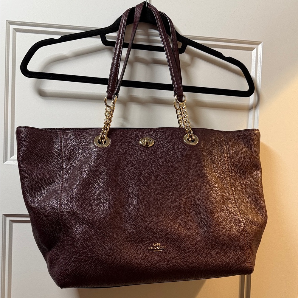Coach Dark Burgundy Leather Tote